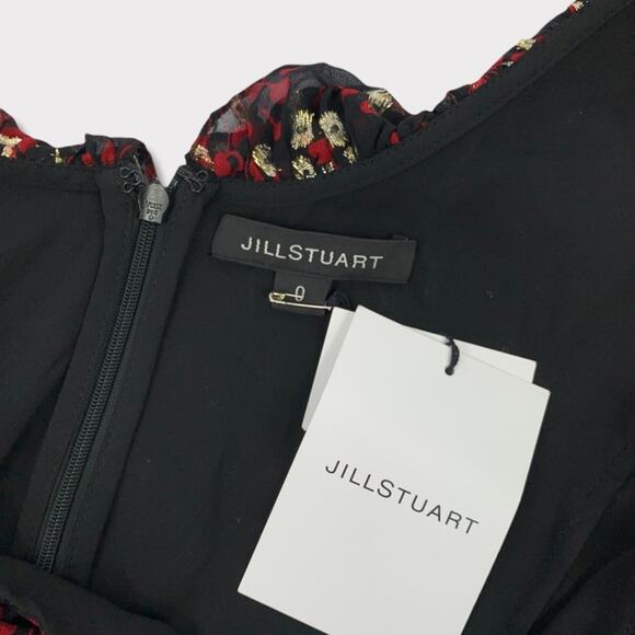 Jill Stuart Metallic Silk Flounce Long Sleeve Mini Dress Size 0 NEW - Picture 2 of 6